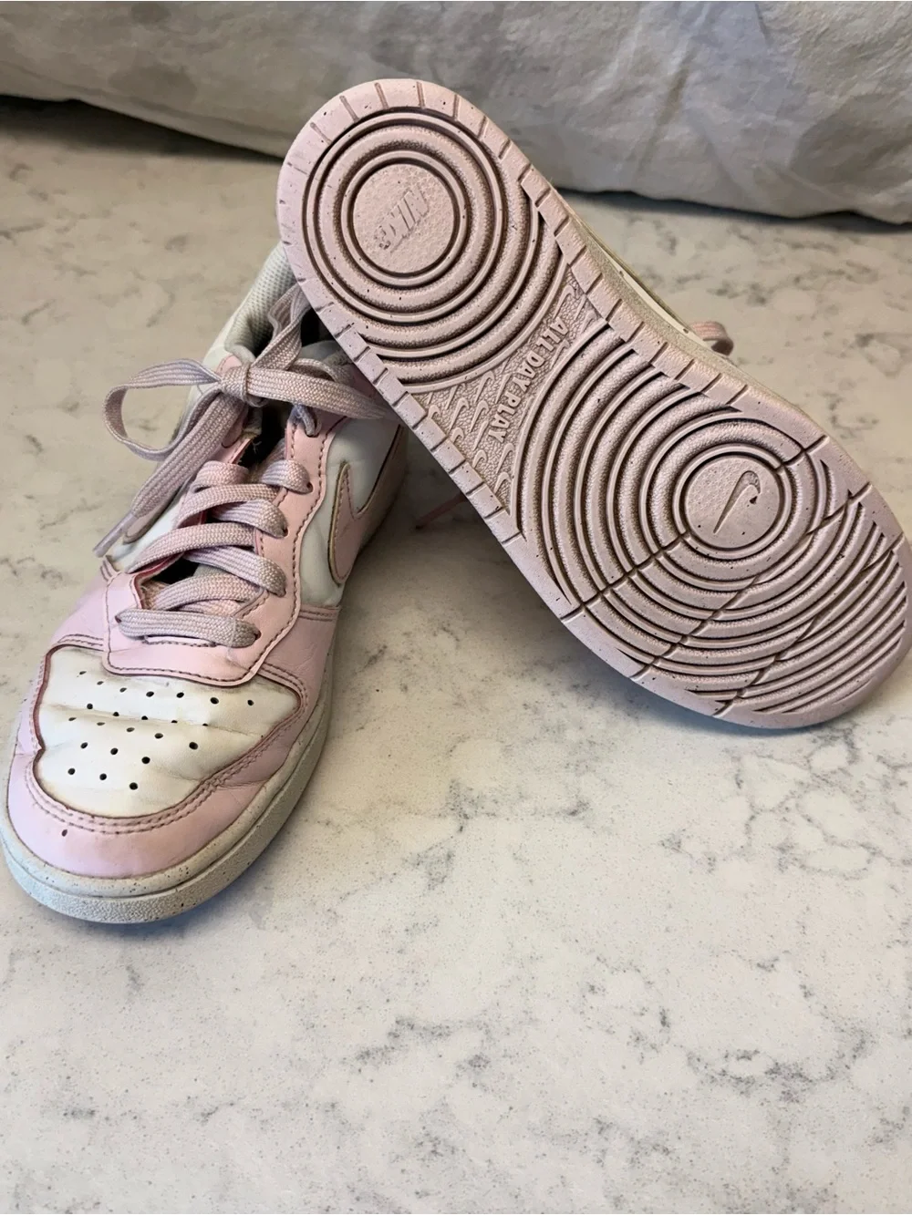 Nike Kids Light Pink and White Low-Top Sneakers